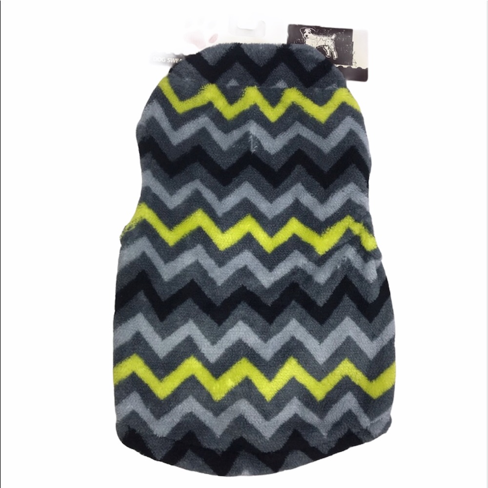 Dog Pet Sweater Jacket Zig Zag Stripe Yellow Gray